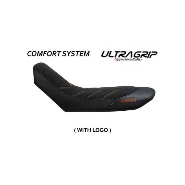 HOUSSE DE SELLE COMPATIBLE  KTM 950 - 990 ADVENTURE (03-12) MODÈLE MINERI - Logo : AVEC LOGO, Couleur : NOIR, Type : CONFORT