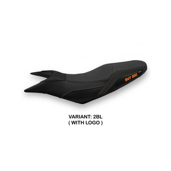 HOUSSE DE SELLE COMPATIBLE  KTM 990 SUPERMOTO T (09-16) MODÈLE MAIDA - Logo : AVEC LOGO, Couleur : NOIR, Type : STANDARD