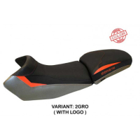 HOUSSE DE SELLE COMPATIBLE KTM 1190 ADVENTURE (13-16) MODÈLE FASANO SPECIAL COLO - Type : CONFORT, Logo : AVEC LOGO, Couleur : BLANC-ORANGE