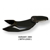 HOUSSE DE SELLE COMPATIBLE  KTM 1290 SUPER DUKE R (14-19) MODÈLE DARIUS 3 - Logo : AVEC LOGO, Couleur : BLANC, Type : STANDARD