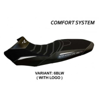 HOUSSE DE SELLE COMPATIBLE KTM 1290 SUPER ADVENTURE R (17-20) MODÈLE GINEVRA 2 - Logo : AVEC LOGO, Couleur : NOIR BLANC, Type : CONFORT