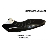 HOUSSE DE SELLE COMPATIBLE KTM 1290 SUPER ADVENTURE R (17-20) MODÈLE GINEVRA 2 - Logo : AVEC LOGO, Couleur : NOIR BLANC, Type : CONFORT