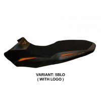 HOUSSE DE SELLE COMPATIBLE  KTM 1290 SUPER ADVENTURE R (17-20) MODÈLE LANCY 2 - Logo : AVEC LOGO, Couleur : NOIR BLANC, Type : STANDARD 