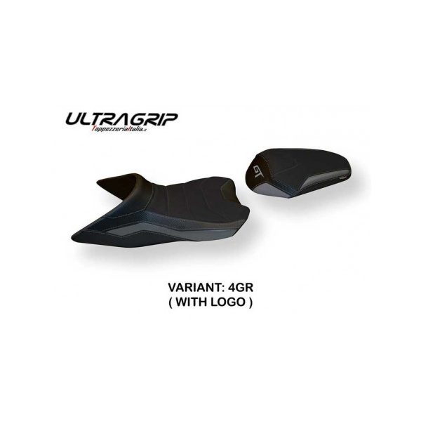 HOUSSE DE SELLE COMPATIBLE  KTM 1290 SUPER DUKE GT (19-22) MODÈLE KIEV 1 - Logo : AVEC LOGO, Couleur : BLANC, Type : ULTRAGRIP