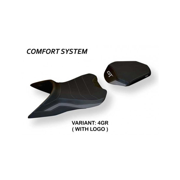 HOUSSE DE SELLE COMPATIBLE KTM 1290 SUPER DUKE GT (19-22) MODÈLE SUMY 1 CONFORT, - Type : CONFORT, Logo : AVEC LOGO, Couleur : GRIS GRIS