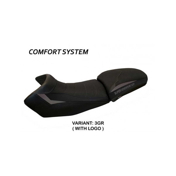 HOUSSE DE SELLE COMPATIBLE KTM 1290 SUPER ADVENTURE S - T (15-20) MODÈLE EDEN - Logo : AVEC LOGO, Couleur : BLANC, Type : CONFORT