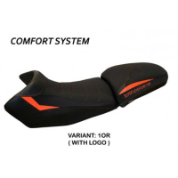HOUSSE DE SELLE COMPATIBLE KTM 1290 SUPER ADVENTURE S - T (15-20) MODÈLE EDEN - Logo : AVEC LOGO, Couleur : BLANC, Type : CONFORT