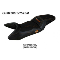 HOUSSE DE SELLE COMPATIBLE  KTM 1290 SUPER ADVENTURE S (21-22) MODÈLE LUMIAR - Logo : AVEC LOGO, Couleur : GRIS ORANGE, Type : CONFORT 