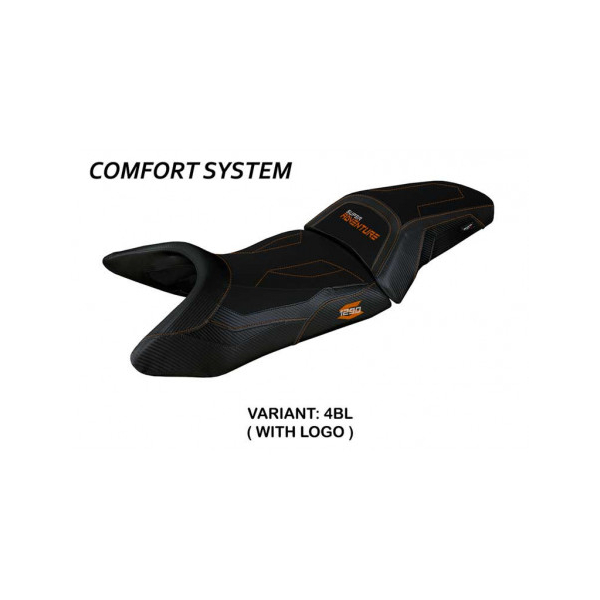 HOUSSE DE SELLE COMPATIBLE  KTM 1290 SUPER ADVENTURE S (21-22) MODÈLE LUMIAR - Logo : AVEC LOGO, Couleur : GRIS ORANGE, Type : CONFORT