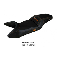 HOUSSE DE SELLE COMPATIBLE  KTM 1290 SUPER ADVENTURE S (21-22) MODÈLE LUMIAR - Logo : AVEC LOGO, Couleur : GRIS ORANGE, Type : CONFORT