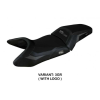 HOUSSE DE SELLE COMPATIBLE  KTM 1290 SUPER ADVENTURE S (21-22) MODÈLE LUMIAR - Logo : AVEC LOGO, Couleur : GRIS ORANGE, Type : CONFORT