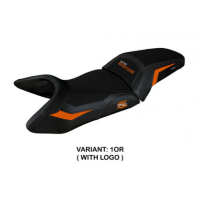 HOUSSE DE SELLE COMPATIBLE  KTM 1290 SUPER ADVENTURE S (21-22) MODÈLE LUMIAR - Logo : AVEC LOGO, Couleur : GRIS ORANGE, Type : CONFORT
