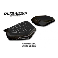 HOUSSE DE SELLE COMPATIBLE  KTM 1290 SUPER DUKE R (20-22) MODÈLE DELHI - Logo : AVEC LOGO, Couleur : NOIR, Type : ULTRAGRIP 
