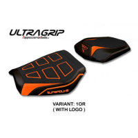 HOUSSE DE SELLE COMPATIBLE  KTM 1290 SUPER DUKE R (20-22) MODÈLE DELHI - Logo : AVEC LOGO, Couleur : NOIR, Type : ULTRAGRIP