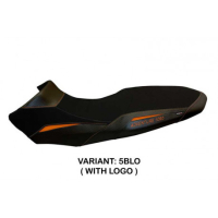 HOUSSE DE SELLE COMPATIBLE KTM 1090 ADVENTURE R (17-19) MODÈLE SASSUOLO 2 - Type : STANDARD, Logo : AVEC LOGO, Couleur : NOIR ORANGE 