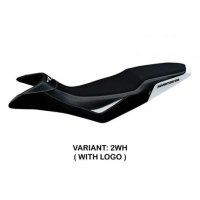HOUSSE DE SELLE COMPATIBLE KTM 890 ADVENTURE R (21-22) MODÈLE MAZYR - Logo : AVEC LOGO, Couleur : BLANC, Type : CONFORT