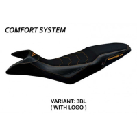 HOUSSE DE SELLE COMPATIBLE KTM 890 ADVENTURE R (21-22) MODÈLE MAZYR - Logo : AVEC LOGO, Couleur : NOIR, Type : ULTRAGRIP 