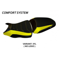 HOUSSE DE SELLE COMPATIBLE  KAWASAKI ER-6N / ER-6F (12-16) MODÈLE DAYTON 1 - Logo : AVEC LOGO, Couleur : JAUNE, Type : CONFORT