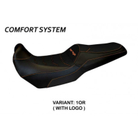HOUSSE DE SELLE COMPATIBLE  KAWASAKI VERSYS 1000 (11-18) MODÈLE LAMPEDUSA TOTAL - Logo : AVEC LOGO, Couleur : BLANC, Type : CONFORT