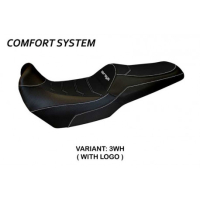 HOUSSE DE SELLE COMPATIBLE  KAWASAKI VERSYS 1000 (11-18) MODÈLE LAMPEDUSA TOTAL - Logo : AVEC LOGO, Couleur : BLANC, Type : CONFORT