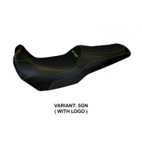 HOUSSE DE SELLE COMPATIBLE  KAWASAKI VERSYS 1000 (11-18) MODÈLE LAMPEDUSA TOTAL - Logo : AVEC LOGO, Couleur : BLANC, Type : CONFORT