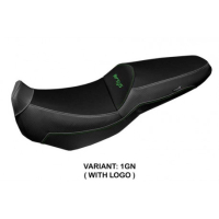HOUSSE DE SELLE COMPATIBLE KAWASAKI VERSYS 250 - 300 (17-22) MODÈLE MIRA - Logo : AVEC LOGO, Couleur : VERT, Type : CONFORT