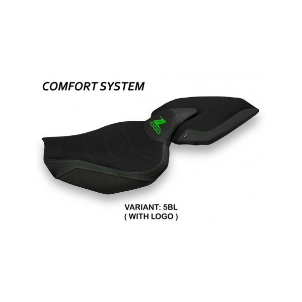 HOUSSE DE SELLE COMPATIBLE  KAWASAKI Z 1000 (14-20) MODÈLE ELLOS 1 - Couleur : NOIR, Type : CONFORT, Logo : AVEC LOGO