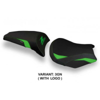 HOUSSE DE SELLE COMPATIBLE  KAWASAKI Z 650 (17-22) MODÈLE CAVE 1 STANDARD, VERT, - Logo : AVEC LOGO, Couleur : NOIR, Type : STANDARD