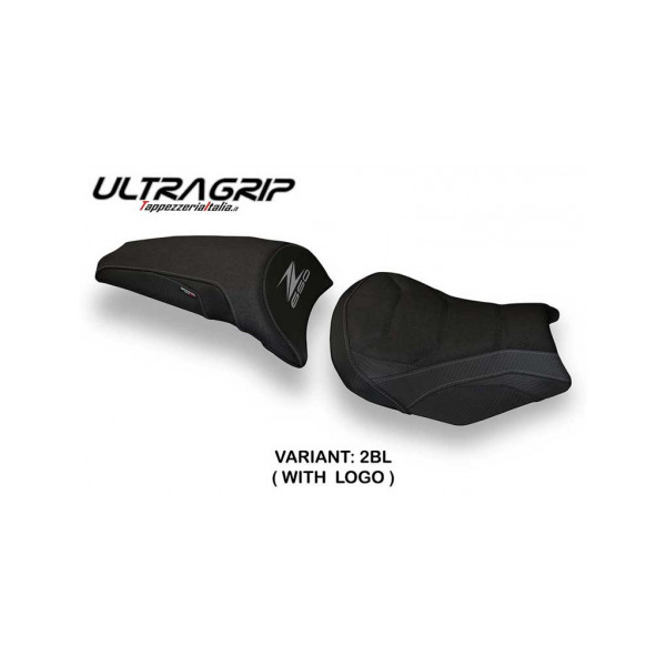 HOUSSE DE SELLE COMPATIBLE  KAWASAKI Z 650 (17-22) MODÈLE SCOPETI 1 - Logo : AVEC LOGO, Couleur : BLANC, Type : ULTRAGRIP