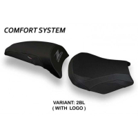 HOUSSE DE SELLE COMPATIBLE KAWASAKI Z 650 (17-22) MODÈLE VERGATO 1 - Logo : AVEC LOGO, Couleur : NOIR, Type : CONFORT