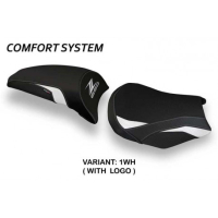 HOUSSE DE SELLE COMPATIBLE KAWASAKI Z 650 (17-22) MODÈLE VERGATO 1 - Logo : AVEC LOGO, Couleur : BLANC, Type : CONFORT