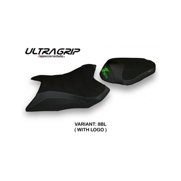 HOUSSE DE SELLE COMPATIBLE KAWASAKI Z 800 (13-16) MODÈLE CORIZZA 1 - Logo : AVEC LOGO, Couleur : BLANC, Type : ULTRAGRIP