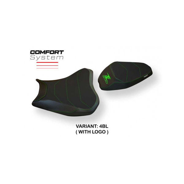 HOUSSE DE SELLE COMPATIBLE KAWASAKI Z 900 (17-22) MODÈLE BRAN 3 CONFORT, NOIR, A - Logo : AVEC LOGO, Couleur : BLANC, Type : CONFORT