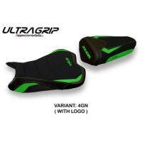 HOUSSE DE SELLE COMPATIBLE KAWASAKI NINJA ZX 10 R (08-10) MODÈLE QUITO 2 - Logo : AVEC LOGO, Couleur : NOIR, Type : ULTRAGRIP