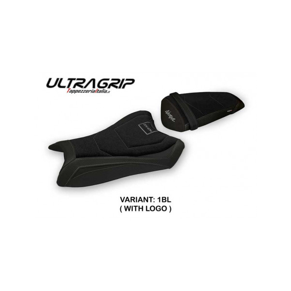 HOUSSE DE SELLE COMPATIBLE  KAWASAKI NINJA ZX 10 R (11-15) MODÈLE RASHT - Logo : AVEC LOGO, Couleur : GRIS GRIS, Type : ULTRAGRIP