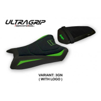 HOUSSE DE SELLE COMPATIBLE  KAWASAKI NINJA ZX 10 R (11-15) MODÈLE RASHT - Logo : AVEC LOGO, Couleur : GRIS GRIS, Type : ULTRAGRIP