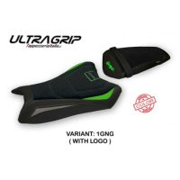 HOUSSE DE SELLE COMPATIBLE  KAWASAKI NINJA ZX 10 R (11-15) MODÈLE RASHT SPECIAL - Logo : AVEC LOGO, Couleur : VERT GRIS, Type : ULTRAGRIP 