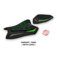 HOUSSE DE SELLE COMPATIBLE KAWASAKI NINJA ZX 6 R (19-20) MODÈLE NELAS SPECIAL C - Logo : AVEC LOGO, Type : ULTRAGRIP, Couleur : GRIS VERT