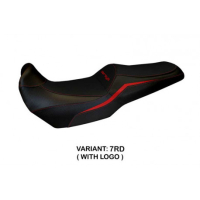 HOUSSE DE SELLE COMPATIBLE  KAWASAKI VERSYS 1000 (19-22) MODÈLE ELVAS - Logo : AVEC LOGO, Couleur : ROUGE, Type : CONFORT