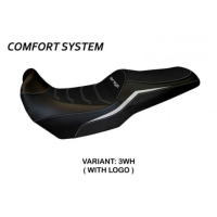 HOUSSE DE SELLE COMPATIBLE  KAWASAKI VERSYS 1000 (19-22) MODÈLE ELVAS - Logo : AVEC LOGO, Couleur : BLANC, Type : CONFORT