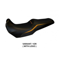 HOUSSE DE SELLE COMPATIBLE  KAWASAKI VERSYS 1000 (19-22) MODÈLE ELVAS - Couleur : ORANGE, Type : CONFORT, Logo : AVEC LOGO