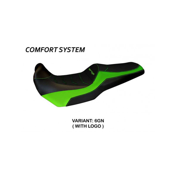 HOUSSE DE SELLE COMPATIBLE  KAWASAKI VERSYS 1000 (11-18) MODÈLE LAMPEDUSA COLOR - Type : CONFORT, Logo : AVEC LOGO, Couleur : GRIS GRIS