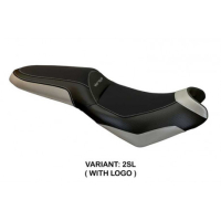 HOUSSE DE SELLE COMPATIBLE  KAWASAKI VERSYS 650 (07-22) MODÈLE ELBA 2 - Logo : AVEC LOGO, Couleur : ARGENT, Type : CONFORT