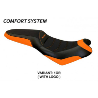 HOUSSE DE SELLE COMPATIBLE  KAWASAKI VERSYS 650 (07-22) MODÈLE ELBA 2 - Couleur : ORANGE, Type : CONFORT, Logo : AVEC LOGO