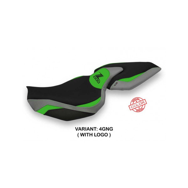 HOUSSE DE SELLE COMPATIBLE  KAWASAKI Z 1000 (14-20) MODÈLE MELLBY SPECIAL COLOR - Logo : AVEC LOGO, Couleur : GRIS ORANGE, Type : STANDARD