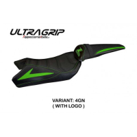 HOUSSE DE SELLE COMPATIBLE  KAWASAKI Z 1000 (10-13) MODÈLE BERNA TOTAL BLACK - Logo : AVEC LOGO, Couleur : VERT, Type : ULTRAGRIP 