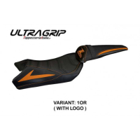 HOUSSE DE SELLE COMPATIBLE  KAWASAKI Z 1000 (10-13) MODÈLE BERNA TOTAL BLACK - Logo : AVEC LOGO, Couleur : ORANGE, Type : ULTRAGRIP