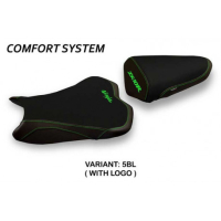 HOUSSE DE SELLE COMPATIBLE KAWASAKI NINJA ZX 10 R (08-10) MODÈLE AGRA 2 - Logo : AVEC LOGO, Couleur : NOIR, Type : CONFORT 