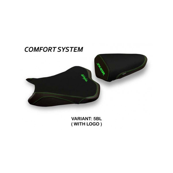 HOUSSE DE SELLE COMPATIBLE KAWASAKI NINJA ZX 10 R (08-10) MODÈLE AGRA 2 - Logo : AVEC LOGO, Couleur : VERT, Type : CONFORT