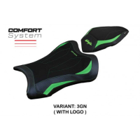 HOUSSE DE SELLE COMPATIBLE KAWASAKI NINJA ZX 10 R (21-22) MODÈLE DEXTER - Logo : AVEC LOGO, Couleur : VERT BLANC, Type : CONFORT